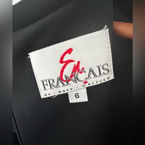 Vintage En Francais by Huey Waltzer Size 6 Black & Velvet Long Sleeve Dress - Picture 3 of 9